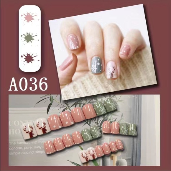 Acrylic Short Square Tip Winter Wonderland Pastel Nails Manicure Holiday - Picture 3 of 5